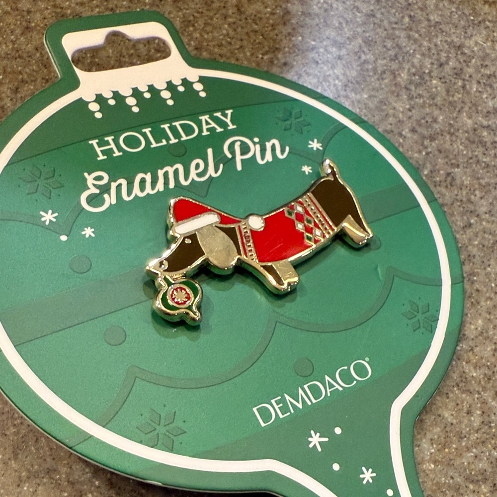 Festive Holiday Dachshund Enamel Pin - Picture 2 of 4